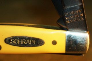 VINTAGE SCHRADE WALDEN MEDIUM STOCKMAN KNIFE Yellow 6