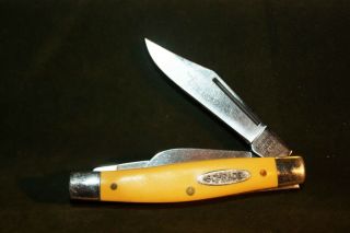 VINTAGE SCHRADE WALDEN MEDIUM STOCKMAN KNIFE Yellow 8