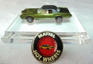 Vintage Hot Wheels Redline 1968 Custom Eldorado Green & Black With 67 Button,  5