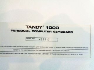 Vintage Radio Shack,  TANDY 1000 PERSONAL COMPUTER Keyboard, 3