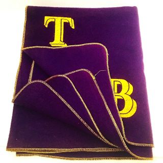 Vintage 50s/60s Tau Kappa Beta Tkb Wool Fraternity Stadium Blanket Throw Purple