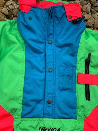 Vintage Nevica size 42 Survival Ski Jacket Neon Color Block Hood 80s/90s 5