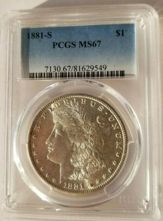 1881 - S Pcgs Ms 67 Morgan Silver Dollar Rare Beauty Blast White Obv & Rev Rare