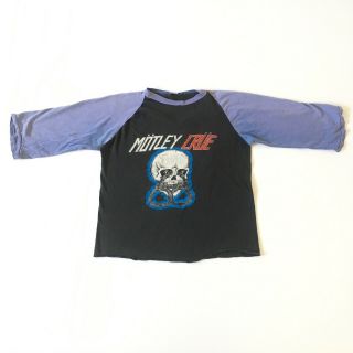 Vintage Motley Crue 1983 Concert Raglan Shirt Medium Tour Band Tee T - Shirt