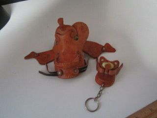 Vintage Leather Saddle Doll Size Miniature Could Fit Breyer Horse & Keychain