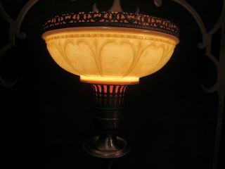 Vintage Torchiere Lamp Electric Floor Light Ornate Cast Glass Shade Exc 2