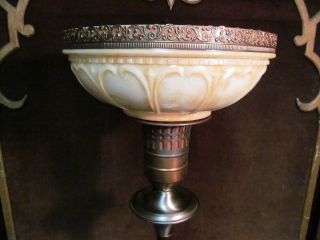 Vintage Torchiere Lamp Electric Floor Light Ornate Cast Glass Shade Exc 4