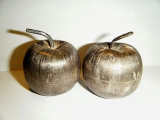 Vtg 1960s Rare Set Sterling Textured Apples S&p Shakers Tane Or Taxco Mexico