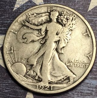 1921 - D Walking Liberty Silver Half Dollar Rare Collector Coin.