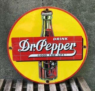 Vintage 1939 Drink Dr.  Pepper Good For Life Porcelain Advertising Soda Sign