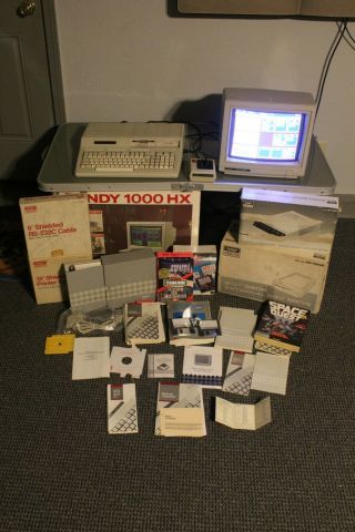 Vintage Tandy 1000 Hx Pc Computer With Box Monitor Games & 5.  25 360k