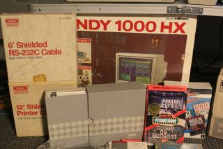 Vintage TANDY 1000 HX PC Computer with box monitor games & 5.  25 360k 2