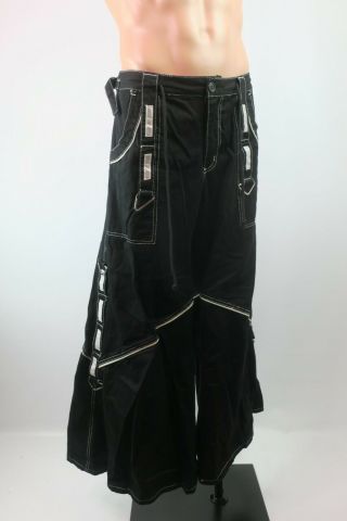 TRIPP NYC Wide Leg Bell Bottom Raver Pants Silver Accents sz 15 Goth Punk VTG 3