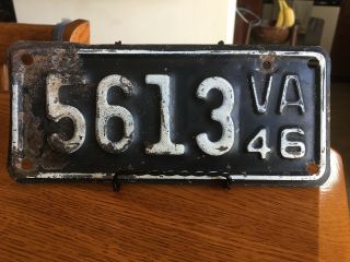 Vintage 1946 Va Virginia Motorcycle License Plate