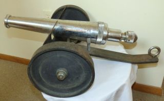 Vintage 21 " Barrel Chrome Cast Iron Signal Cannon C.  Stapleton 12 Gauge 3/4 Bore
