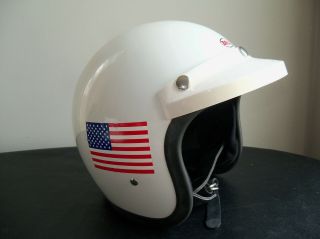 Vintage Bell Toptex R - T Motorcycle Racing White Helmet 7 1/8 ",  Exc.