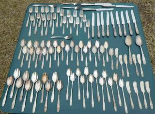 Wallace Harmony House Silver Plate Flatware Plated Silverware Tarnished 94 Piece