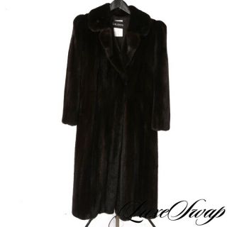 Incredible Vintage Galanos Mink Fur Black Dyed Natural Long Coat Jacket