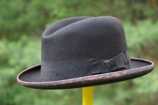 Lock & Co Hatters London Vintage Antique Homburg Fedora Hat 7 - 1/2 - 7 - 5/8