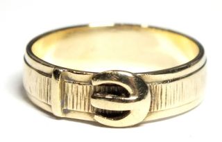 Vintage.  375 9ct Yellow Gold Belt Buckle Design Band Ring,  Size M.  5,  2.  89g - C12