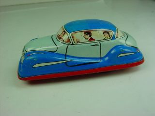 Vintage Technofix Tin Windup Blue Toy Car W Germany