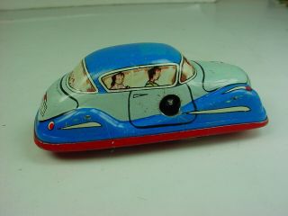 vintage Technofix tin windup blue toy car W Germany 2