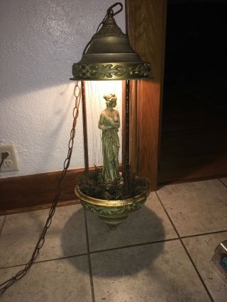 Vintage Hanging Mineral Oil Rain Lamp 30 " Creators Inc.  Nude Greek Goddess