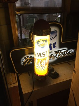 Amstel Light Vintage Motion Rotating Revolving Barber Pole Style Beer Pub Sign.