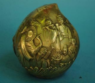Chinese Old Pure Copper Hand - Carved Eight Immortals Peach Statue D02