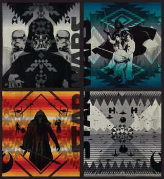 Star Wars Pendleton Blankets 4 Piece Limited Edition Set Rare Hope Jedi Wool