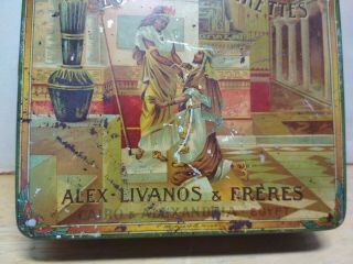 Greek Vintage Rare Tin Litho Empty Box Egyptian Cigarettes Alex - Livanos - Freres 3