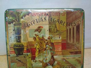 Greek Vintage Rare Tin Litho Empty Box Egyptian Cigarettes Alex - Livanos - Freres 4