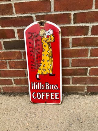Hills Bros.  Coffee Thermometer Porcelain Sign.  Rare Vintage