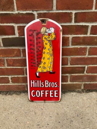 Hills Bros.  Coffee Thermometer Porcelain Sign.  RARE Vintage 2