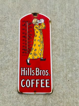 Hills Bros.  Coffee Thermometer Porcelain Sign.  RARE Vintage 4
