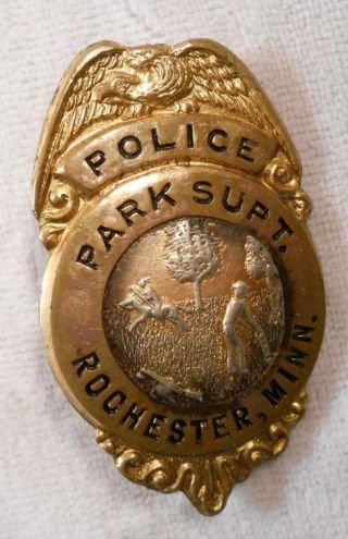 Vintage Obsolete Police Badge - Superintendent Of Parks - Rochester,  Mn