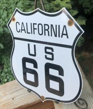 VINTAGE CALIFORNIA CA ROUTE 66 HIGHWAY PORCELAIN SIGN 3