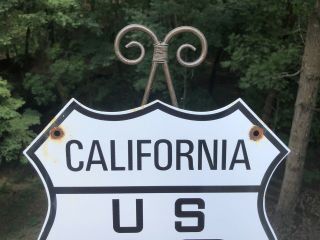 VINTAGE CALIFORNIA CA ROUTE 66 HIGHWAY PORCELAIN SIGN 4