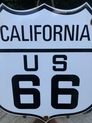 VINTAGE CALIFORNIA CA ROUTE 66 HIGHWAY PORCELAIN SIGN 6