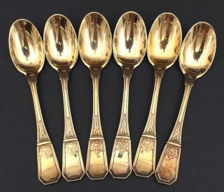 Antique French Gold Vermeil 950 Silver Tetard Freres Coffee Demitasse Spoons