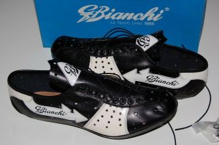 Bianchi Vintage Leather Cycling Shoes 8 Us Eroica Deadstock Made In Italy 42