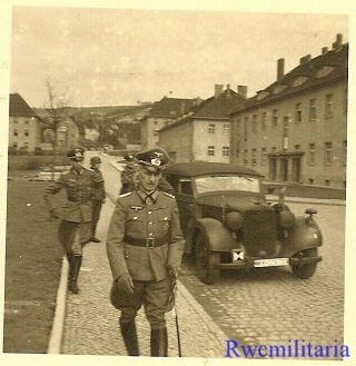 Rare Wehrmacht General W/ Knights Cross Award By Staff Car On Street