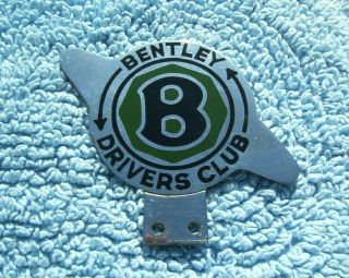Vintage 1980s Bentley Drivers Club Car Badge - Bdc Bumper Emblem / Mascot