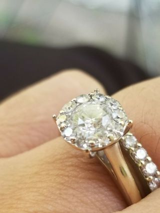 Vintage Halo Diamond Ring 14k white gold 1ctw VVS1 10