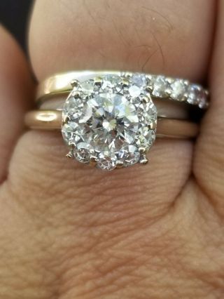 Vintage Halo Diamond Ring 14k white gold 1ctw VVS1 2
