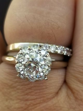 Vintage Halo Diamond Ring 14k white gold 1ctw VVS1 4