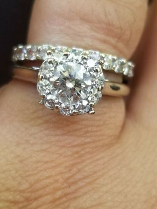Vintage Halo Diamond Ring 14k white gold 1ctw VVS1 6