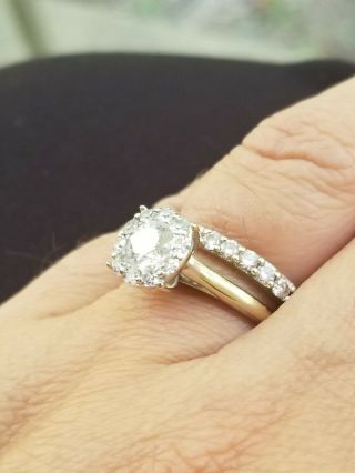 Vintage Halo Diamond Ring 14k white gold 1ctw VVS1 7