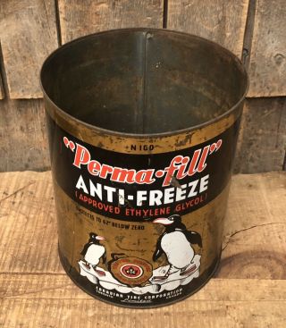 RARE Vintage PERMA FILL Anti Freeze 1 Gallon Not Oil Can Sign Canadian Tire 3