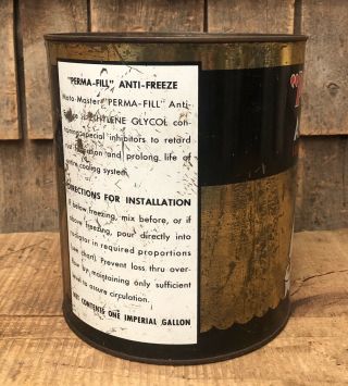RARE Vintage PERMA FILL Anti Freeze 1 Gallon Not Oil Can Sign Canadian Tire 4